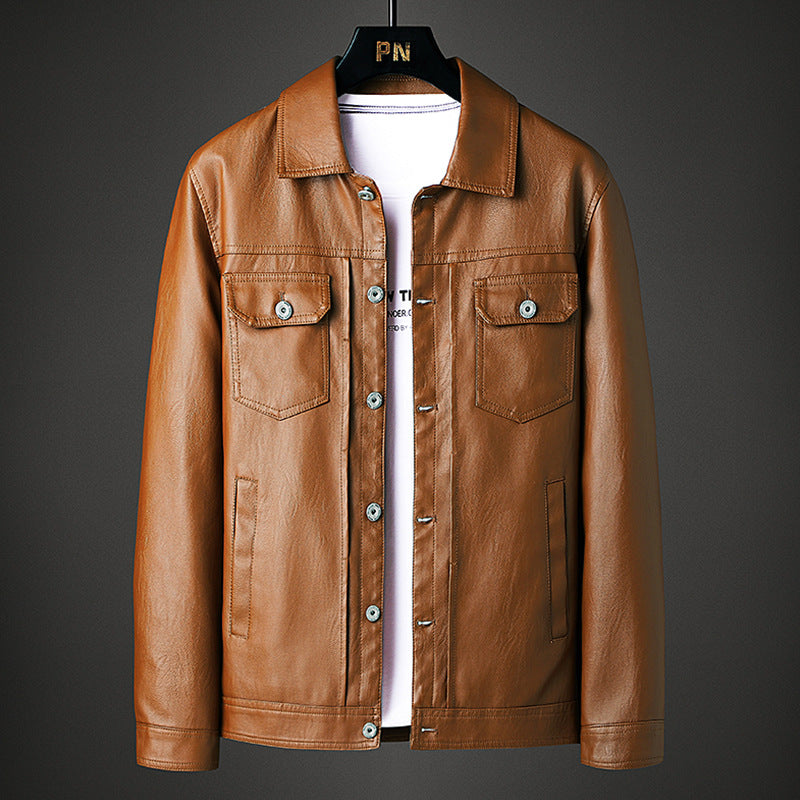 80's Leather Jacket Autumn and Winter Men's Leather PU Biker's Leather Jacket
