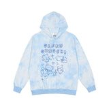 Mens Fall Outfits Hooded Sweater Vintage Tie-Dyed Bear Printed Top