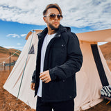 Men plus Size Coats Winter Cotton Coat with Solid Color Coat Thickened Fleece-Lined Warm-Keeping Cotton Clothing Top