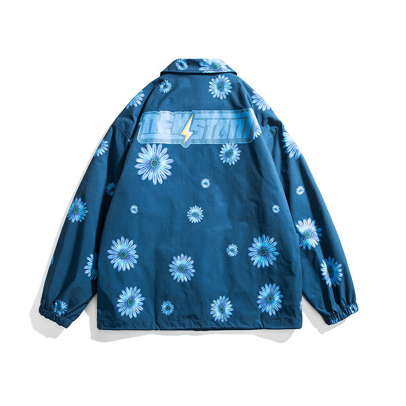 Men's Spring Printed Stitching Stand Collar Jacket Large Size Sports Retro Men's Youth Retro Jacket Men's Fashion Men Jacket