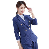 Women Pants Suit Uniform Designs Formal Style Office Lady Bussiness Attire Fashion Autumn And Winter Striped Suit Two-Piece Suit