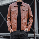 Hand Painted Leather Jackets Fall and Winter Lapels Casual Men's Leather Jacket Jacket Business Zipper Leather Jacket