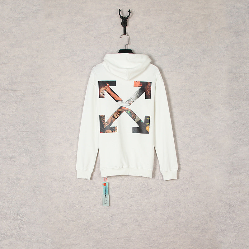 Autumn And Winter Girl And Skull Arrow Pattern Hooded Sweater