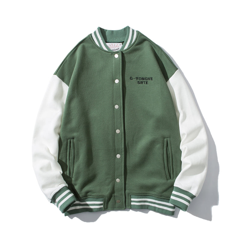 Men's Spring plus Size Retro Sports Baseball Collar Jacket Retro Trendy Men's Loose-Fitting Coat Top Men Jacket