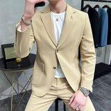 Men Suit Simple Two-Piece Set Slim-Fit Beaded Line
