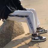 Men Pants Track Sweatpants Ankle-Tied Loose Wide Leg Breasted