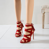 Black Strappy Heels Women's Shoes Summer Sandals High Heels Stiletto Heel Roman Shoes