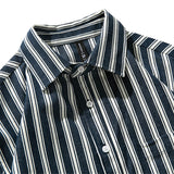 Men Shacket Long Sleeve Autumn Shirt Autumn Retro Casual Loose Blue and White Striped Shirt for Men