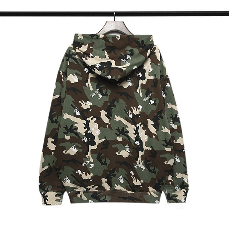 Autumn And Winter Palm Letter Camouflage Terry Hooded Sweater For Men And Women