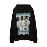 Mens Fall Outfits Portrait Printing Terry Hooded Sweater Couple Loose Top