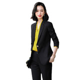 Women Pants Suit Uniform Designs Formal Style Office Lady Bussiness Attire Yellow Fashion Business Suit