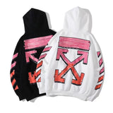 Autumn And Winter Pink Gradient Arrow Pattern Velvet Padded Hooded Sweatshirt Men And Women Same Style