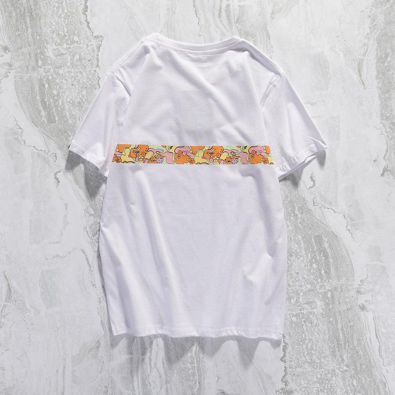 A Ape Print T Shirt Summer Casual Straight White Short Sleeve Cotton Round Neck T-shirt