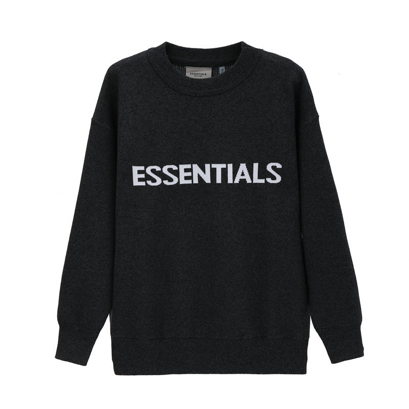 Fog Fear of God Sweatshirt Autumn and Winter Essentials Letter Print Pullover Knitted Jacket Unisex Wear Sweater