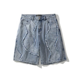 Mens Jean Shorts Stitching Paisley Denim Shorts Men's High Street Fashion Brand Street Fashion Loose Shorts