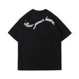 Men T Shirt Summer Casual Tops Love Heart Letter Print Short-Sleeve T-shirt Men round Neck Trend Loose Half Sleeve