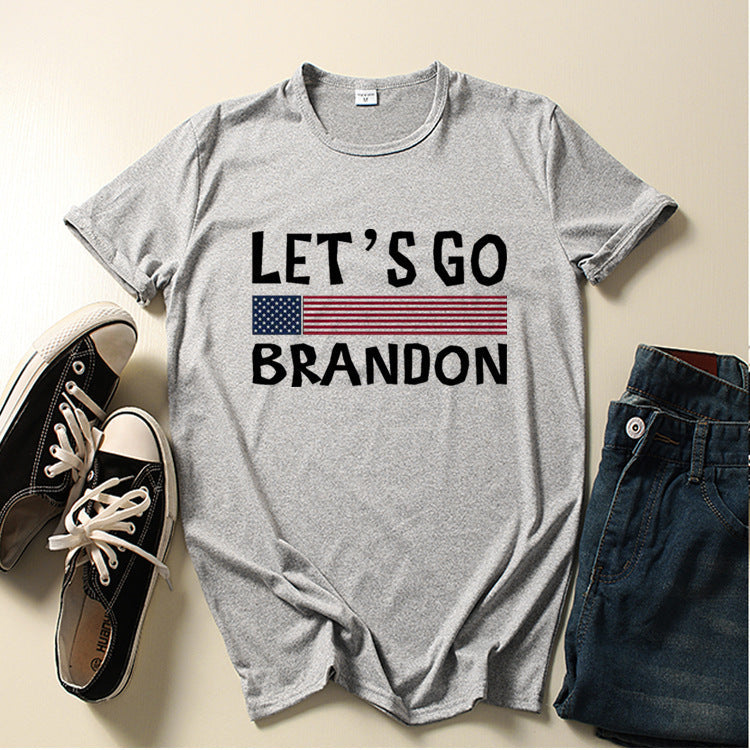 Let's Go Brandon T Shirt Letter Short Sleeve Printed Fashion T-shirt