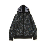 A Ape Print Jacket Autumn and Winter Shark Starry Sky Luminous Cardigan Hoodie Fleece Padded Coat