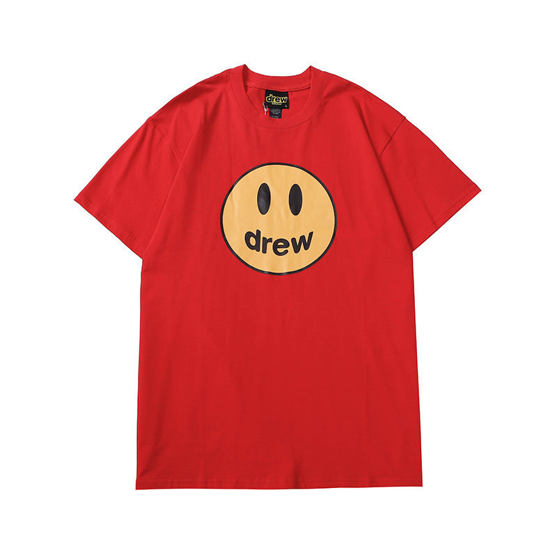 Justin Bieber Drew House T shirt Summer Drew Basic Style Smiley Print Short Sleeved T-shirt