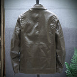 80's Leather Jacket Fall and Winter Lapels Jacket PU Leather Men's Coat