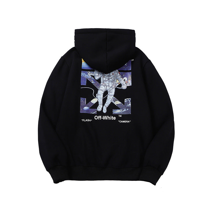 Autumn And Winter Outer Space Astronauts Arrow Velvet Padded Hooded Sweatshirt Men And Women Same Style