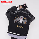 Mens Fall Outfits Retro Biker's Flight Jacket PU Leather Harajuku Embroidered Hip Hop Baseball Uniform Jacket
