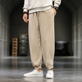 Men Casual Pants plus Size Loose Trousers Summer Men's Loose Cotton and Linen Trousers Men's Lantern plus Size Casual Pants