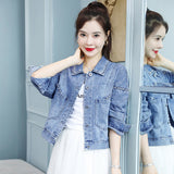 Pearl Jean Jacket Beaded Denim Jacket Women's Short Jacket Top