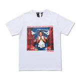 Vlone Summer Short Sleeve Tshirt Hip Hop Character Male and Female Couples Wear OS Half Sleeve