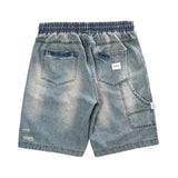 Men Jean Shorts Denim Shorts Men's Elastic Waist Fifth Pants Summer Trendy Loose Middle Pants