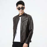 80's Leather Jacket Spring and Autumn Leather Men's Stand-up Collar All-Match Spring and Autumn PU Leather Jacket Men's Jacket