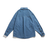 Men Shacket Long Sleeve Autumn Shirt Autumn Shirt Japanese Style Youth Fashion Loose Comfortable Vertical Striped Denim Shirt