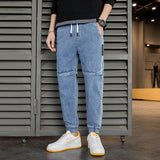 Men Summer Jeans Spring Elastic Waist Ankle-Tied Harem Jeans plus Size Retro Sports Trousers Men