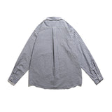 Men Shacket Long Sleeve Autumn Shirt Autumn Shirt Campus Student Three-Dimensional Pocket Loose Striped Shirt Men