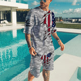3D T Shirt Casual Sports Printed Shorts Suit