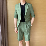 Men Suit Half Sleeve Two-Piece Set