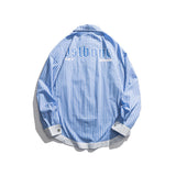 Men Shacket Long Sleeve Autumn Shirt Autumn Letter Print Color Contrast Patchwork Youth Fashion Shirt