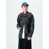 Men Shacket Long Sleeve Autumn Shirt Long Sleeve Couple Loose Shirt Men Plaid Jacket