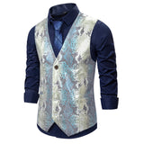 Mens Dress Vests Business Waistcoat Men's Printed Suit Vest