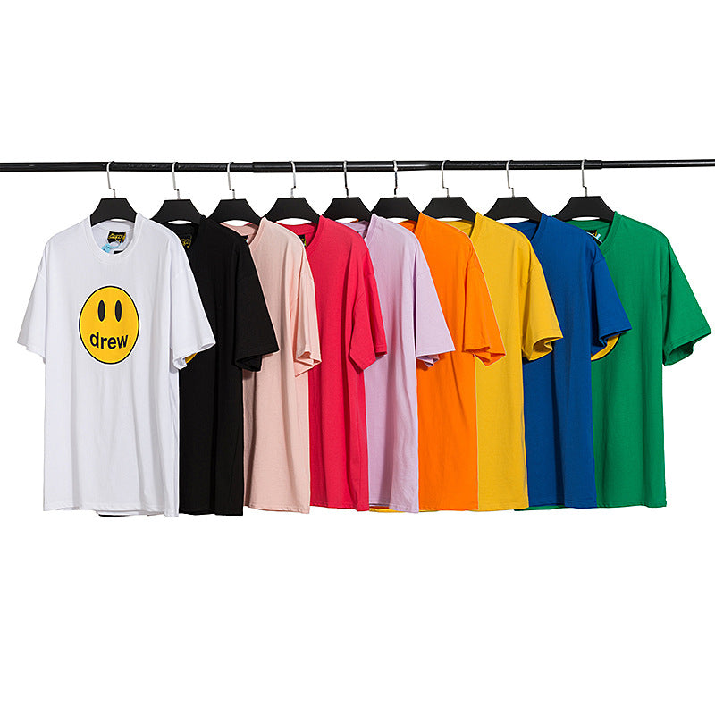 Justin Bieber Drew House T shirt Men Women Cotton Top T Shirt Summer Style Women Streetwear Printed Short Sleeve Tshirt Men and Women Loose Bottoming Shirt