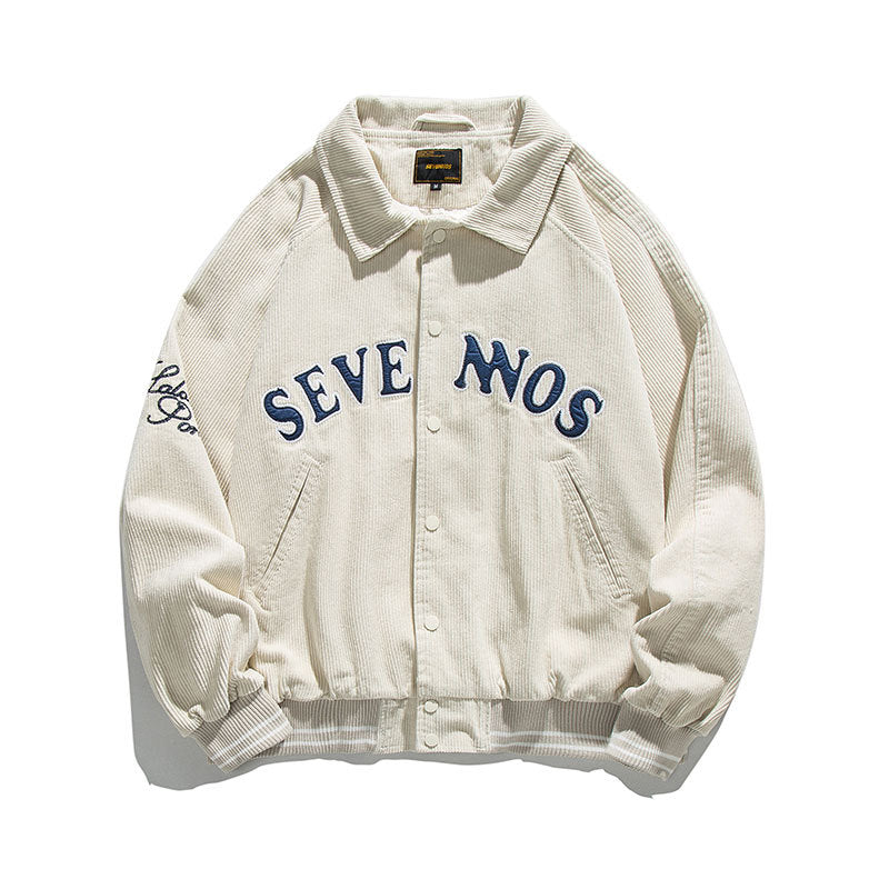 Cheerleader Letterman Jacket Letter Embroidered Lapel Retro Loose