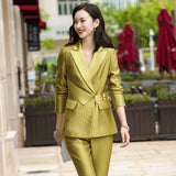 Women Pants Suit Uniform Designs Formal Style Office Lady Bussiness Attire Fashion Autumn Two-Piece Set