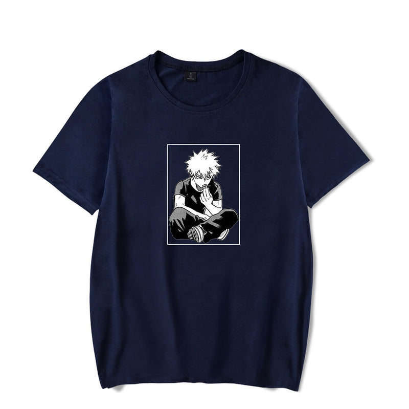 Anime Tshirts Aesthetic Men's Shirt Men's Anime Print Fashion Short Sleeve T-shirt round Neck Loose T-shirt