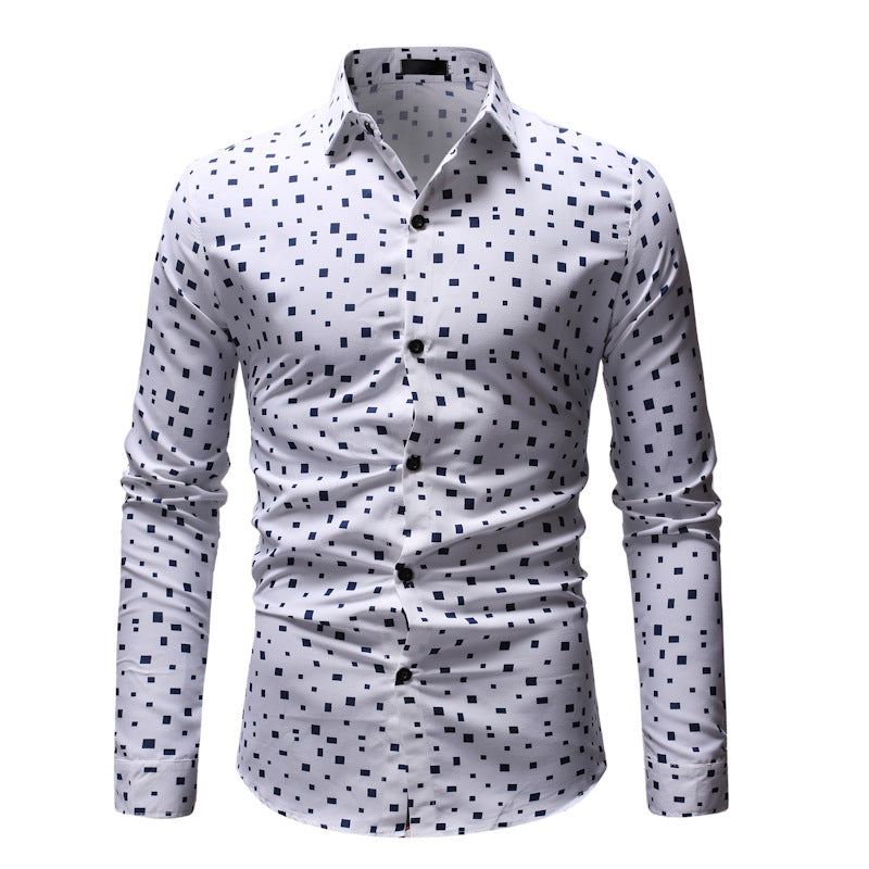 Men's Clothing Print Long Sleeve plus Size Sports Retro Fashion Casual Men Shirt