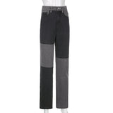 100 Cotton Jeans Women's Straight Women's Pants Autumn Black Panel Loose Mid Waist Jeans for Women