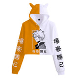 Split Hoodie Demons and Angels My Hero Academia Dual-Color Patchwork Cat Ears