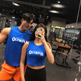 Olympia Sports Summer Sports Fitness European and American Vest Cotton Sleeveless T-shirt Short Sleeve Top for Men and Women