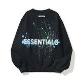 Fog Essentials Long Sleeve round Neck Sweatshirt Double Line Letter Starry Sky Paint-Splashing Style Graffiti Sweater