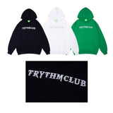 Men Fall Outfits Simple Letters Embroidered Hoodie Retro Loose Couple Hoodies