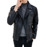 80's Leather Jacket Men's Leather Jacket Spring and Autumn Coat Suit Collar Leather Jacket Men